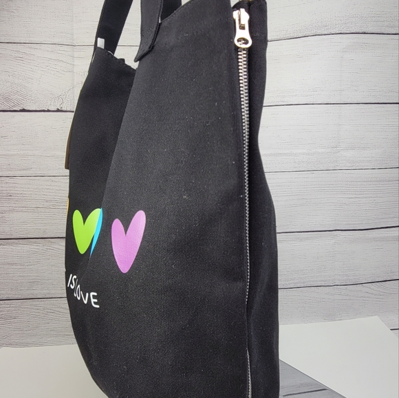 Most Wanted USA Pride Black Cotton Canvas Love is Love Tote Bag - Picture 8 of 16